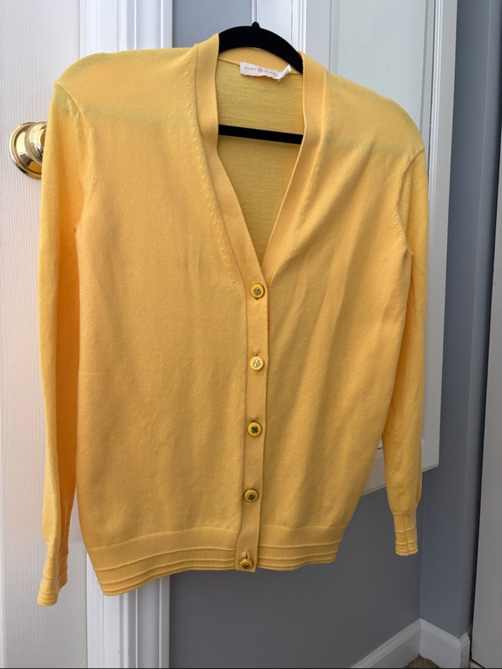 Tory Burch Yellow V-Neck Button Cardigan 🌻
